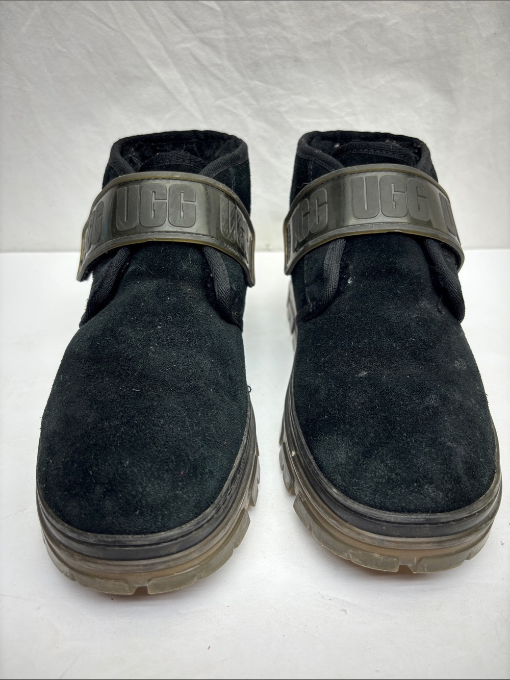 UGG Black Suede Strap Ankle Boots Women’s, SZ 8, box 84
